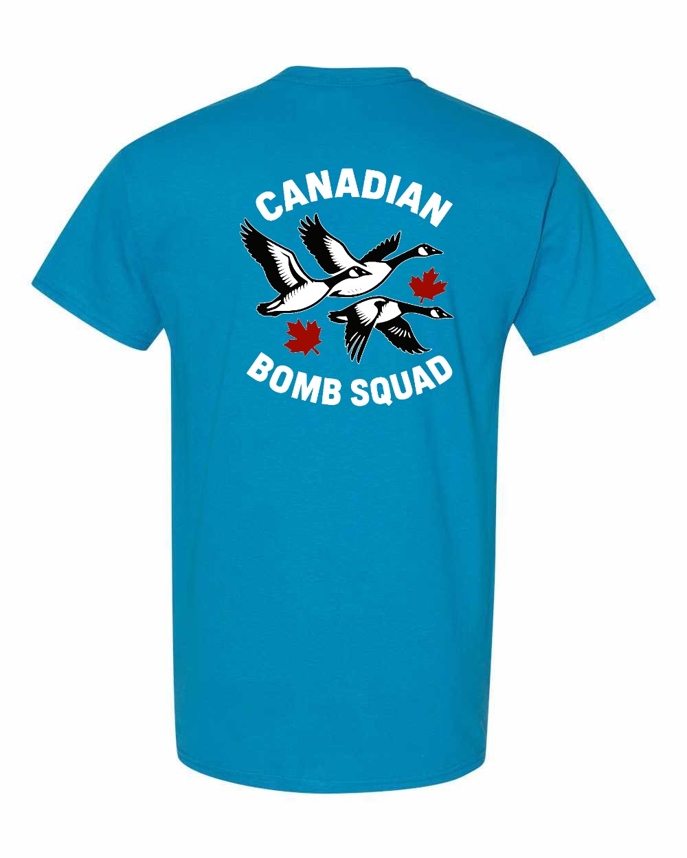 Canadian Bomb Squad Cropped Left Chest and Back Men's Tee in Sapphire - back