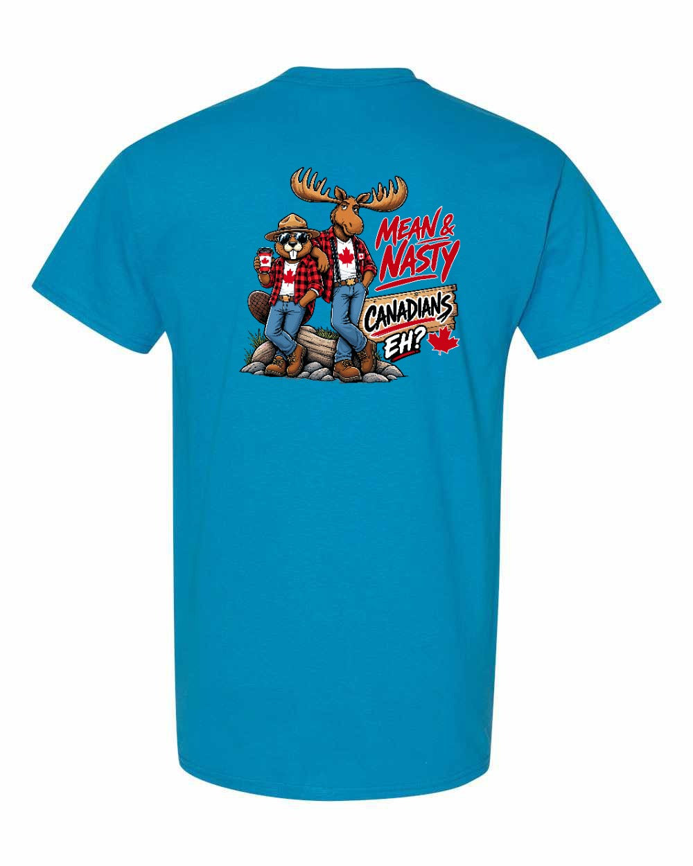 Mean and Nasty New Left Chest and Back Men's Tee in Sapphire - back
