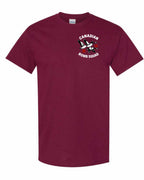 Canadian Bomb Squad Cropped Left Chest and Back Men's Tee in Maroon