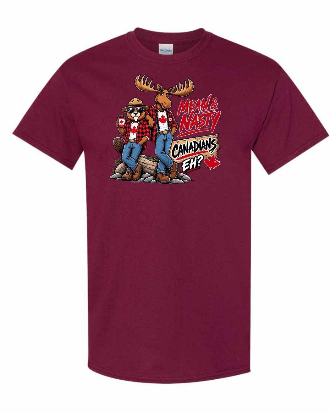 Mean and Nasty New Full Front Men's Tee in Maroon