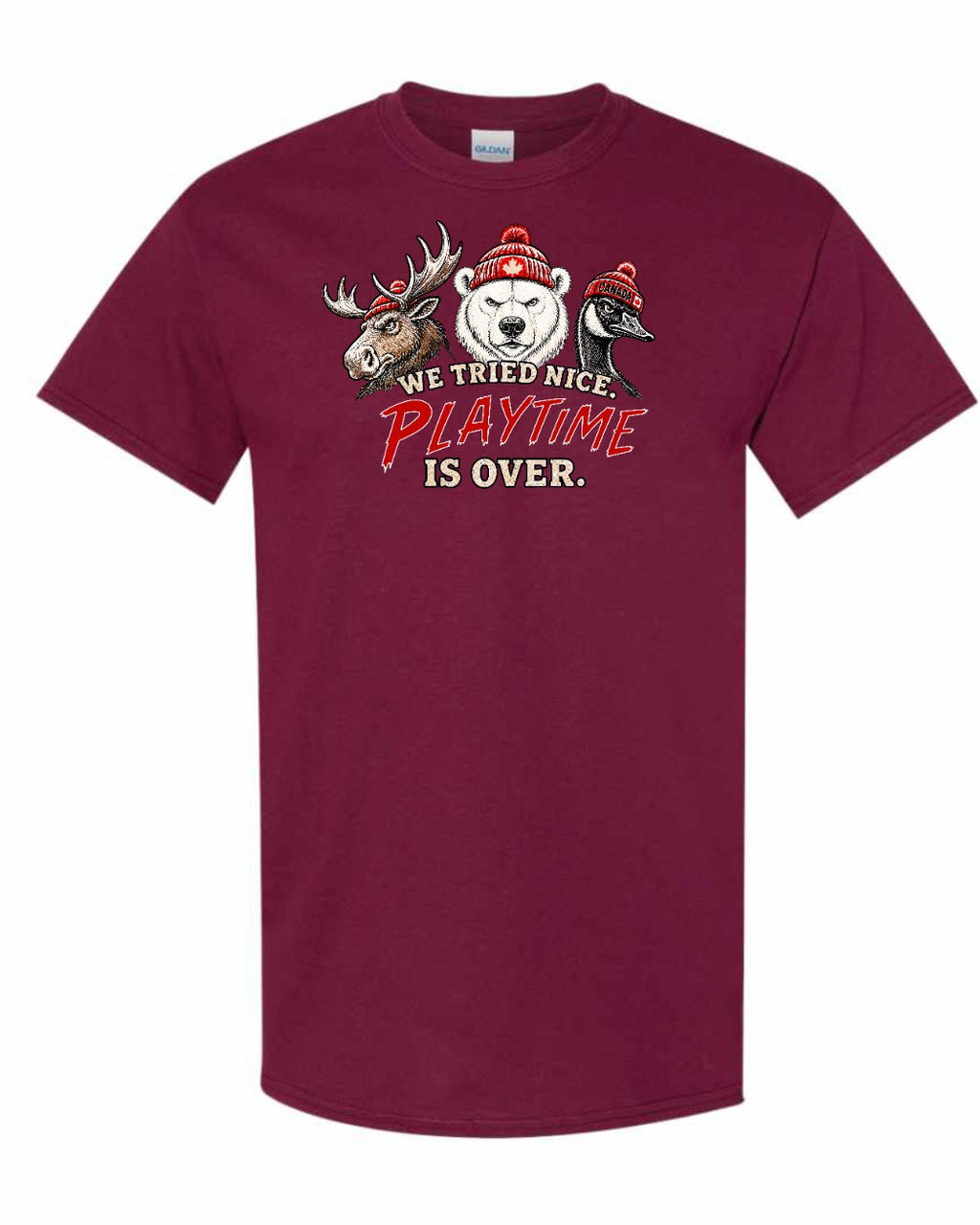 We Tried Nice New Full Front Men's Tee in Maroon