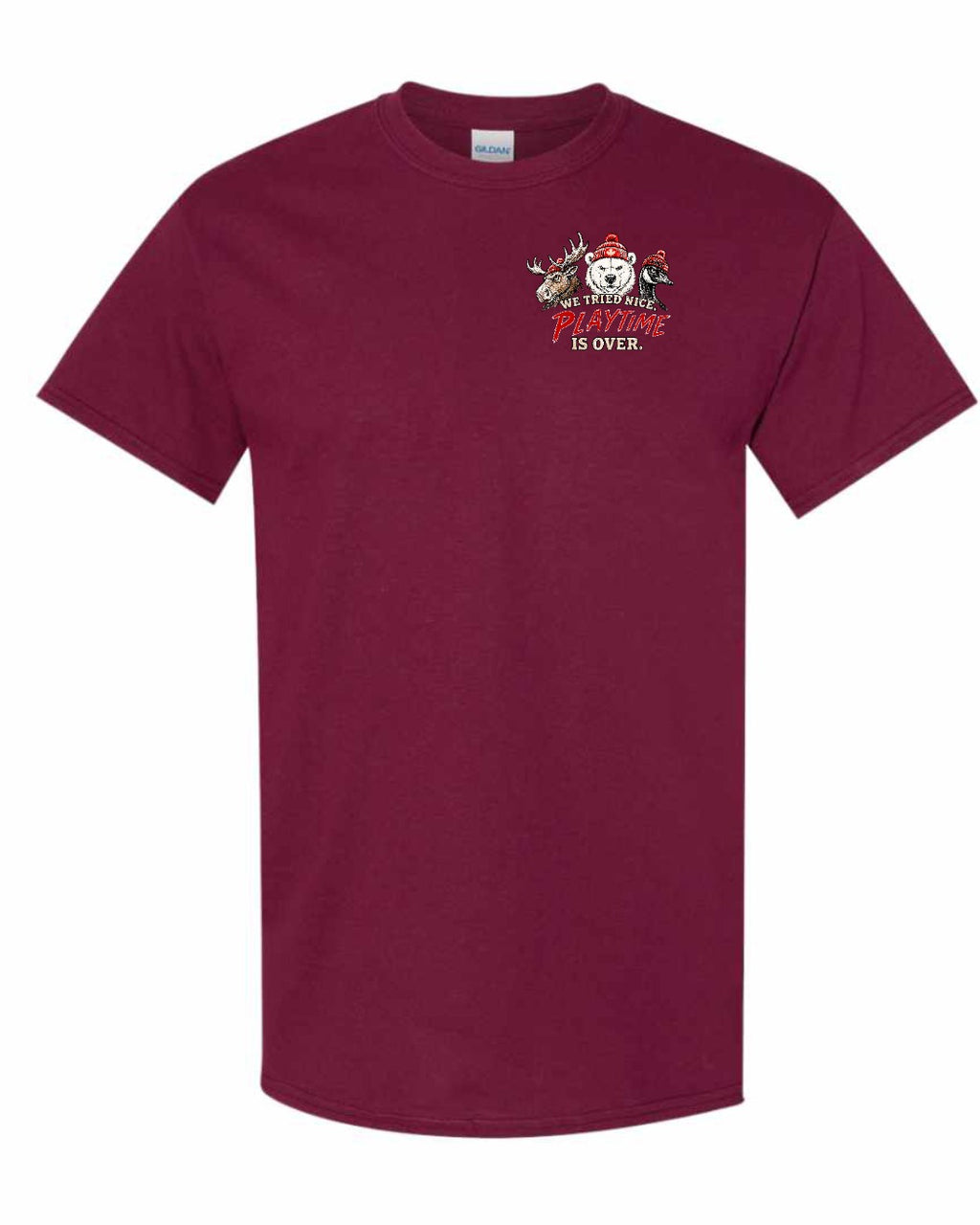 We Tried Nice New Left Chest and Back Men's Tee in Maroon
