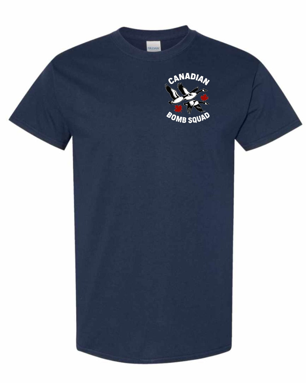 Canadian Bomb Squad Cropped Left Chest and Back Men's Tee in Navy