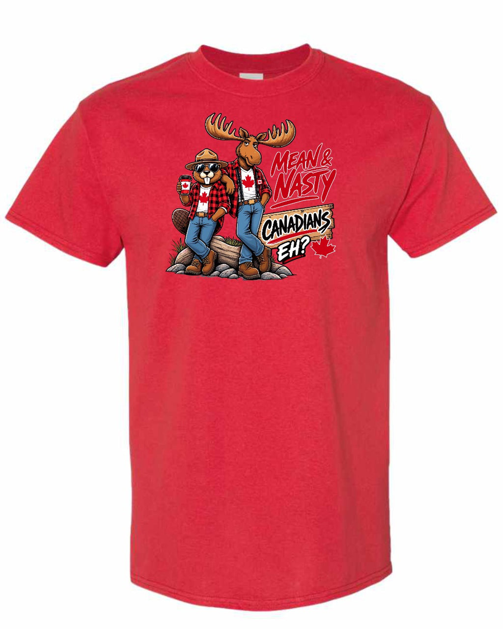 Mean and Nasty New Full Front Men's Tee in Red
