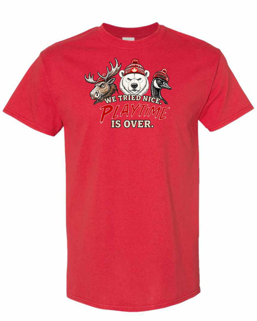 We Tried Nice New Full Front Men's Tee in Red