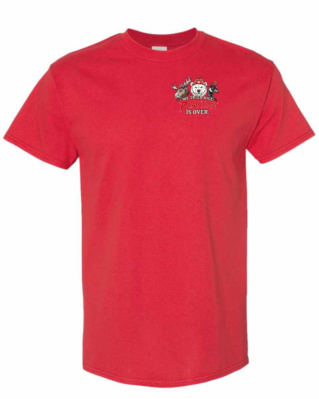 We Tried Nice New Left Chest and Back Men's Tee in Red