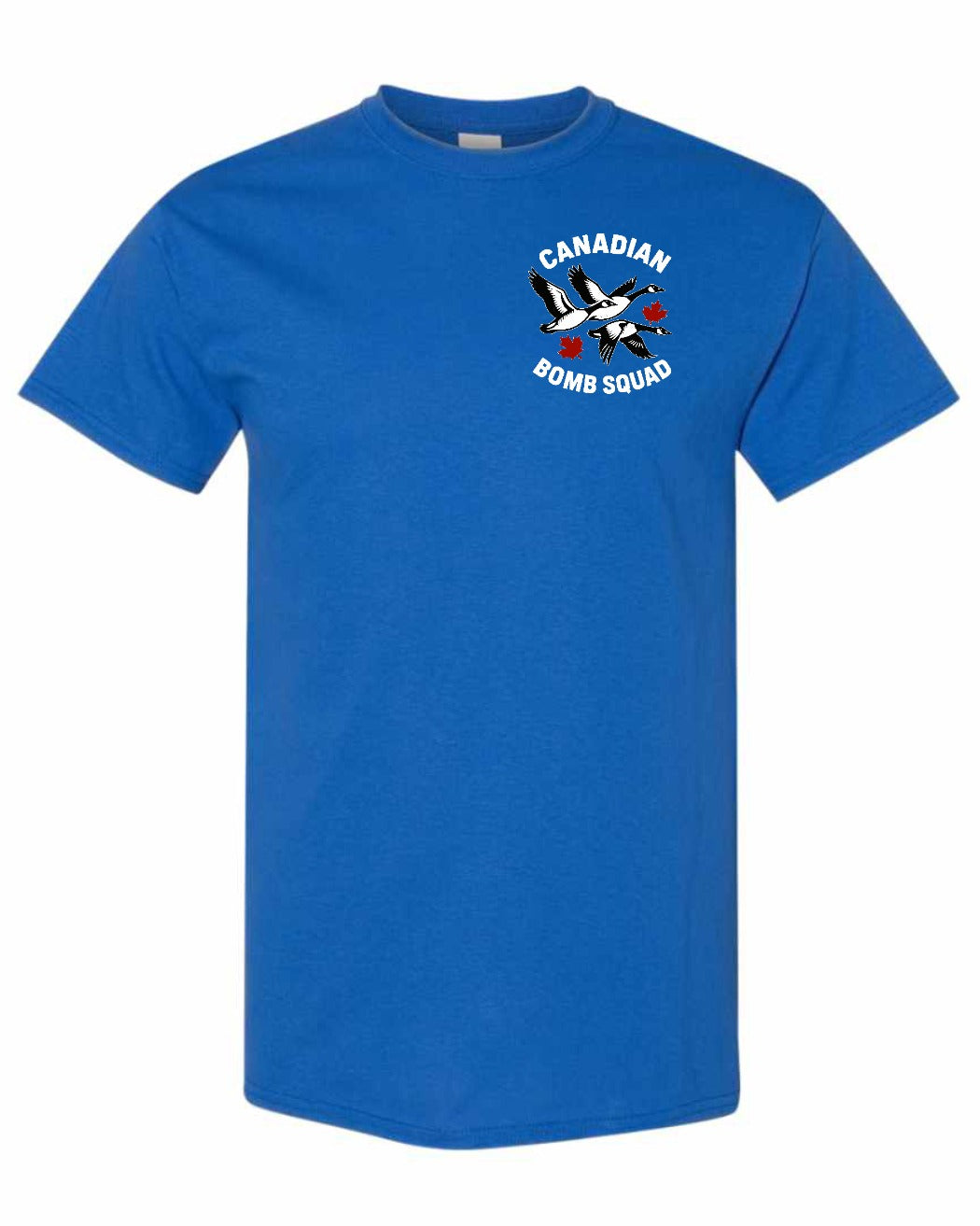 Canadian Bomb Squad Cropped Left Chest and Back Men's Tee in Royal