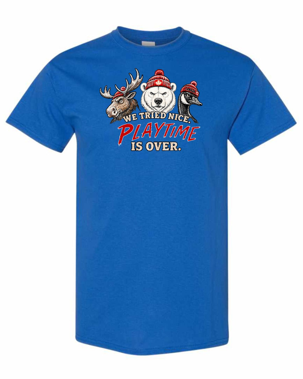 We Tried Nice New Full Front Men's Tee in Royal