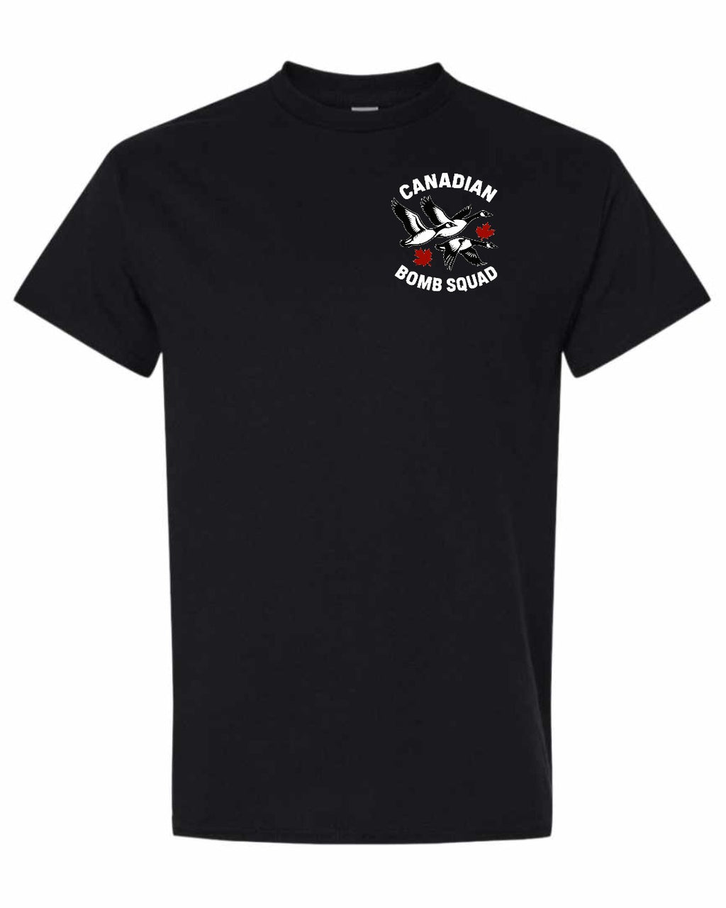 Canadian Bomb Squad Cropped Left Chest and Back Men's Tee in Black