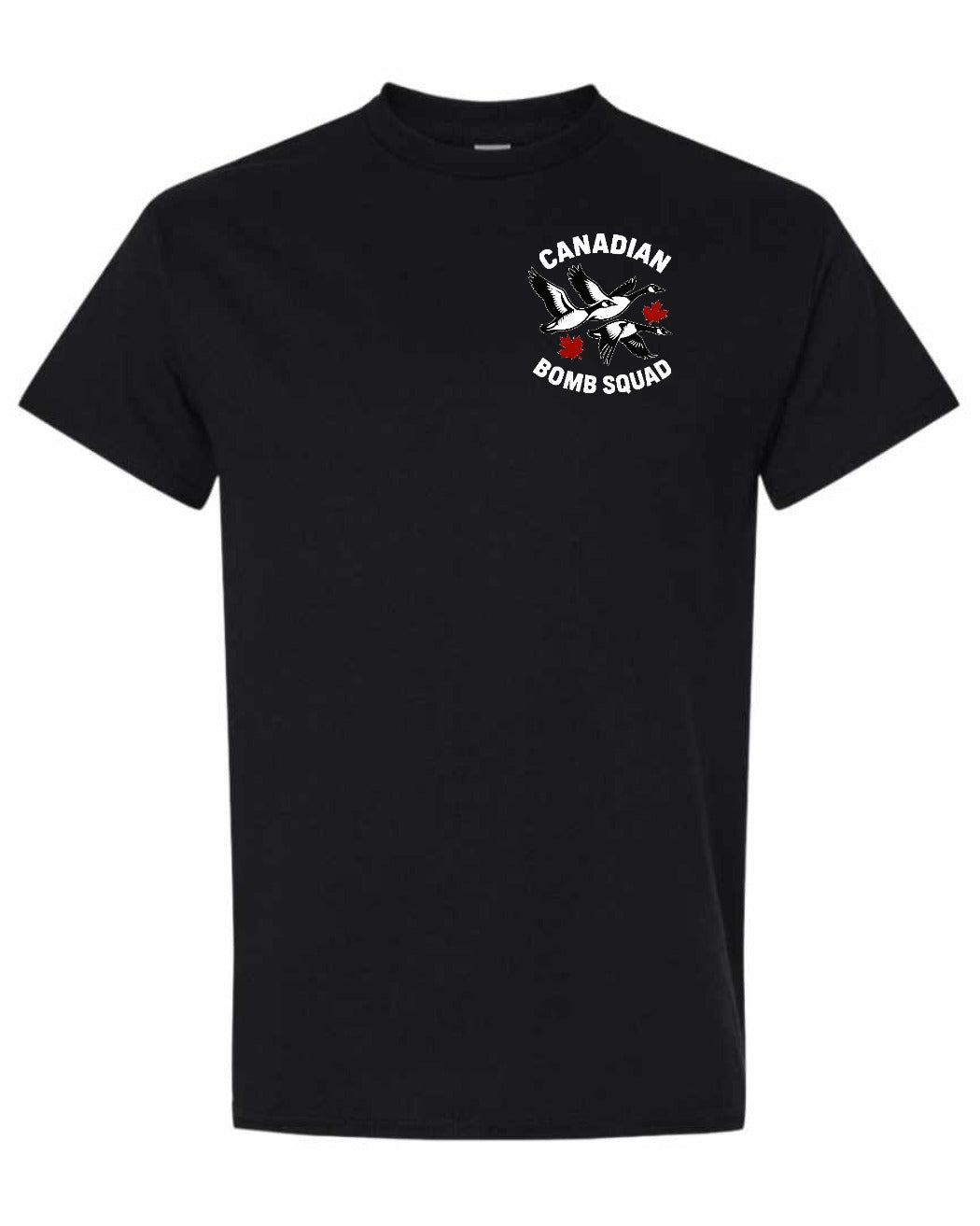 Canadian Bomb Squad Cropped Left Chest and Back Men's Tee in Black