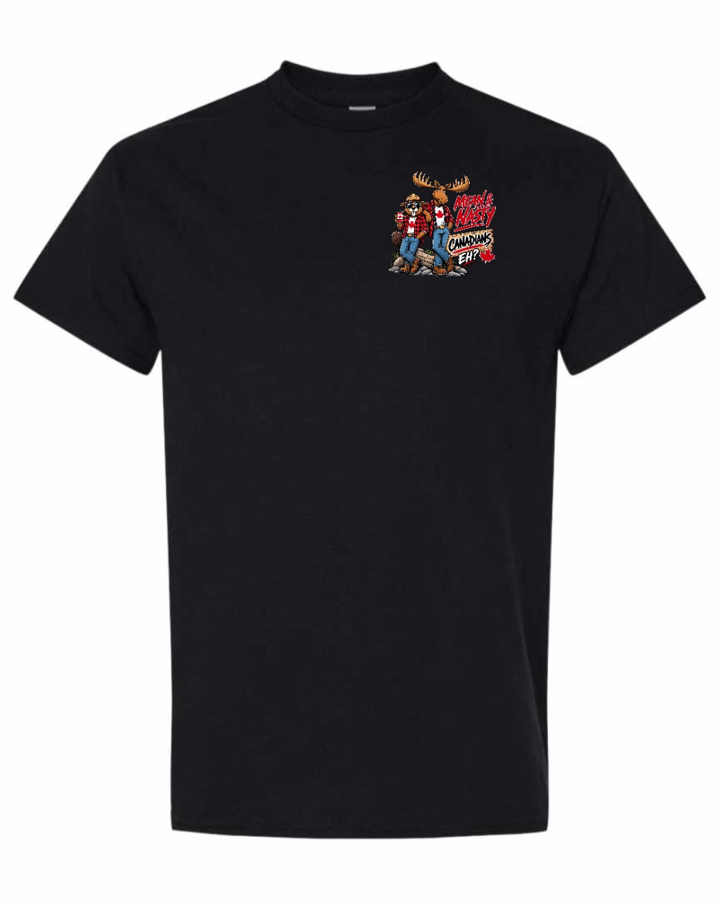 Mean and Nasty New Left Chest and Back Men's Tee in Black