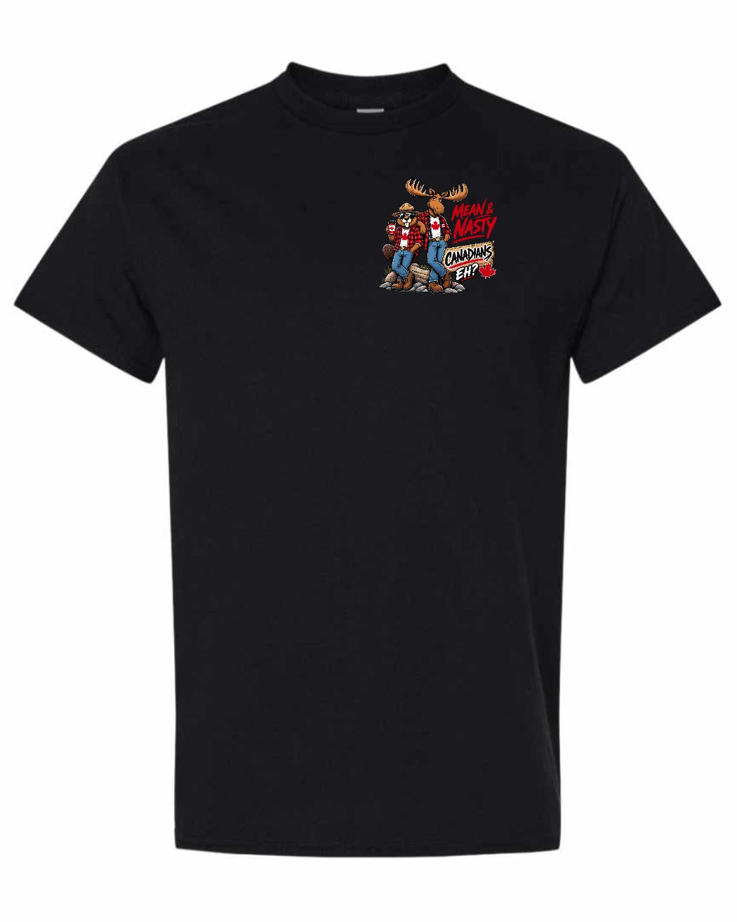 New Mean and Nasty Canadians Left Chest Men's Tee in Black