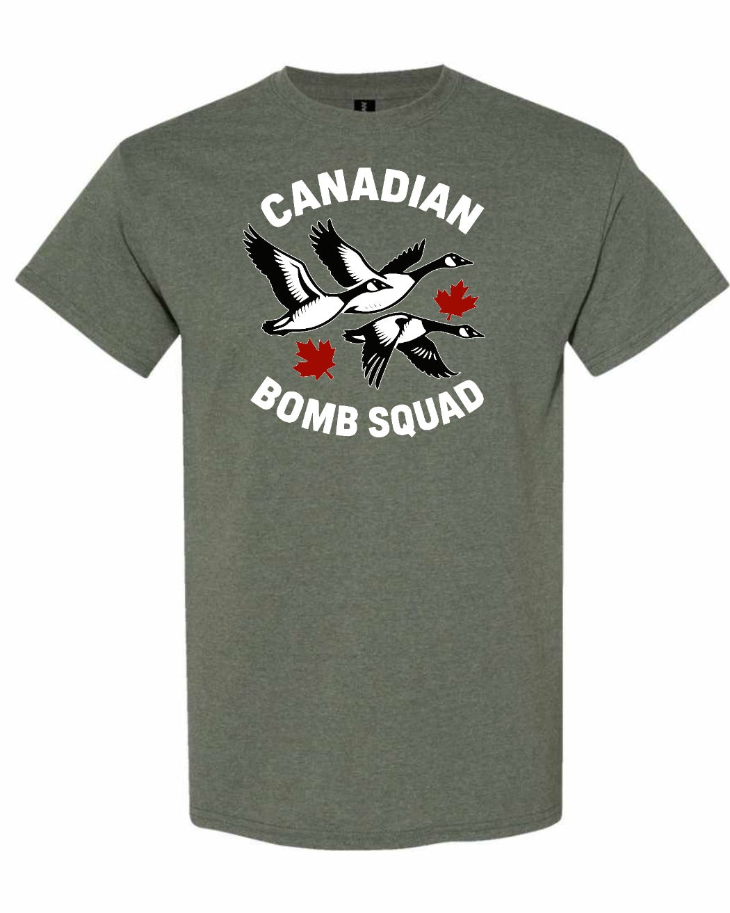 Canadian Bomb Squad Cropped Men's Tee in Heather Military Green