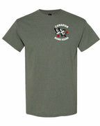 Canadian Bomb Squad Cropped Left Chest and Back Men's Tee in Heather Military Green
