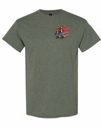 Mean and Nasty New Left Chest and Back Men's Tee in Heather Military Green