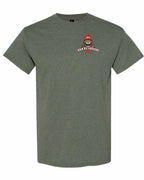 Dam Neighbours Left Chest and Back Men's Tee in Heather Military Green