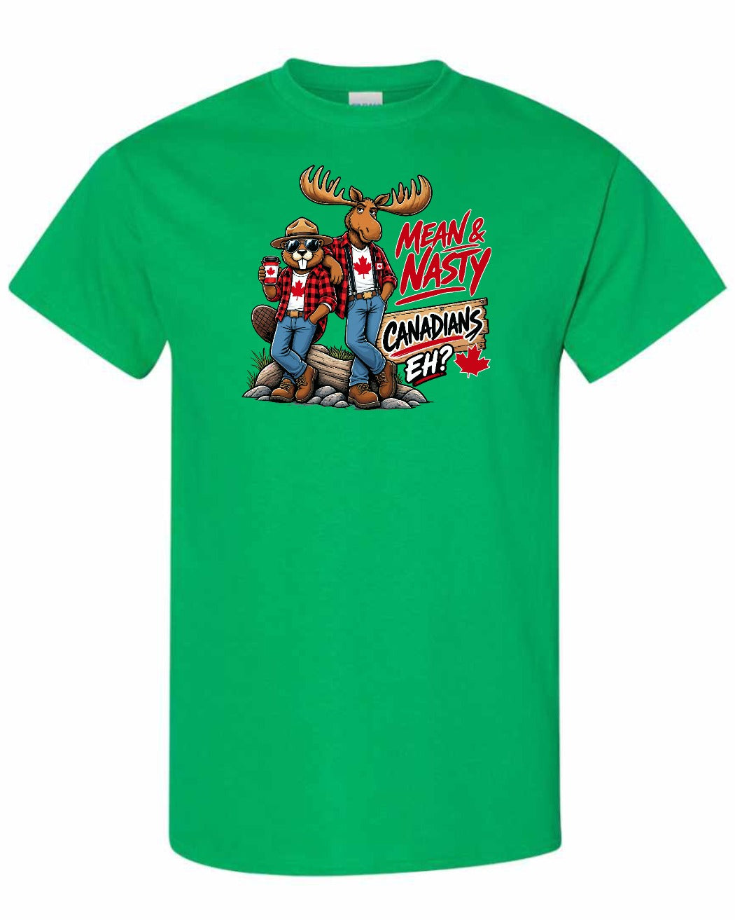 Mean and Nasty New Full Front Men's Tee in Irish Green