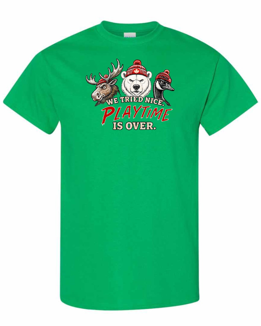 We Tried Nice New Full Front Men's Tee in Irish Green
