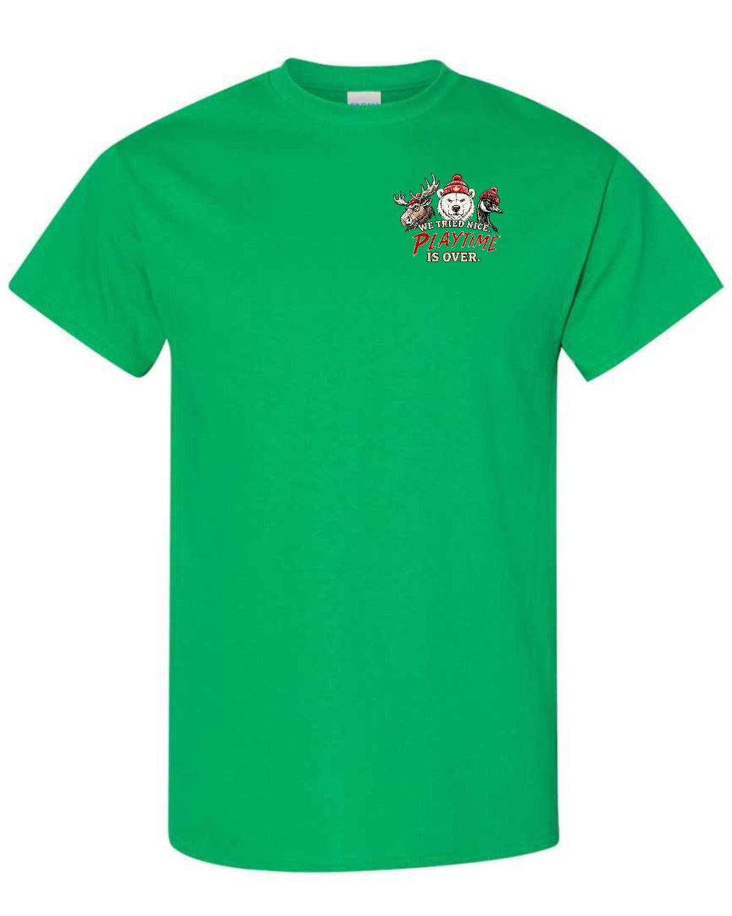We Tried Nice New Left Chest and Back Men's Tee in Irish Green