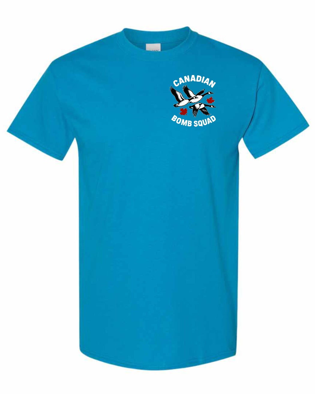 Canadian Bomb Squad Cropped Left Chest and Back Men's Tee in Sapphire