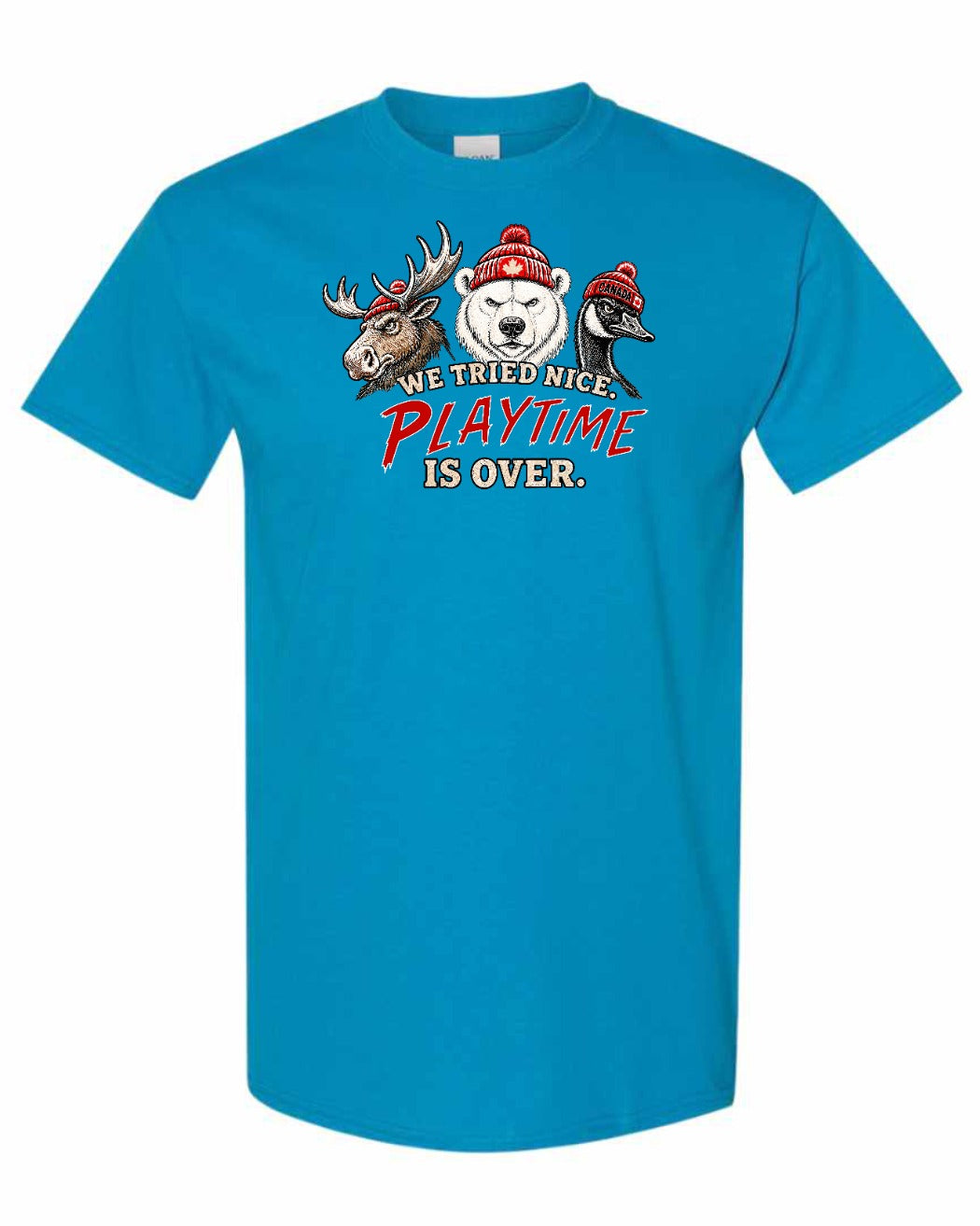 We Tried Nice New Full Front Men's Tee in Sapphire