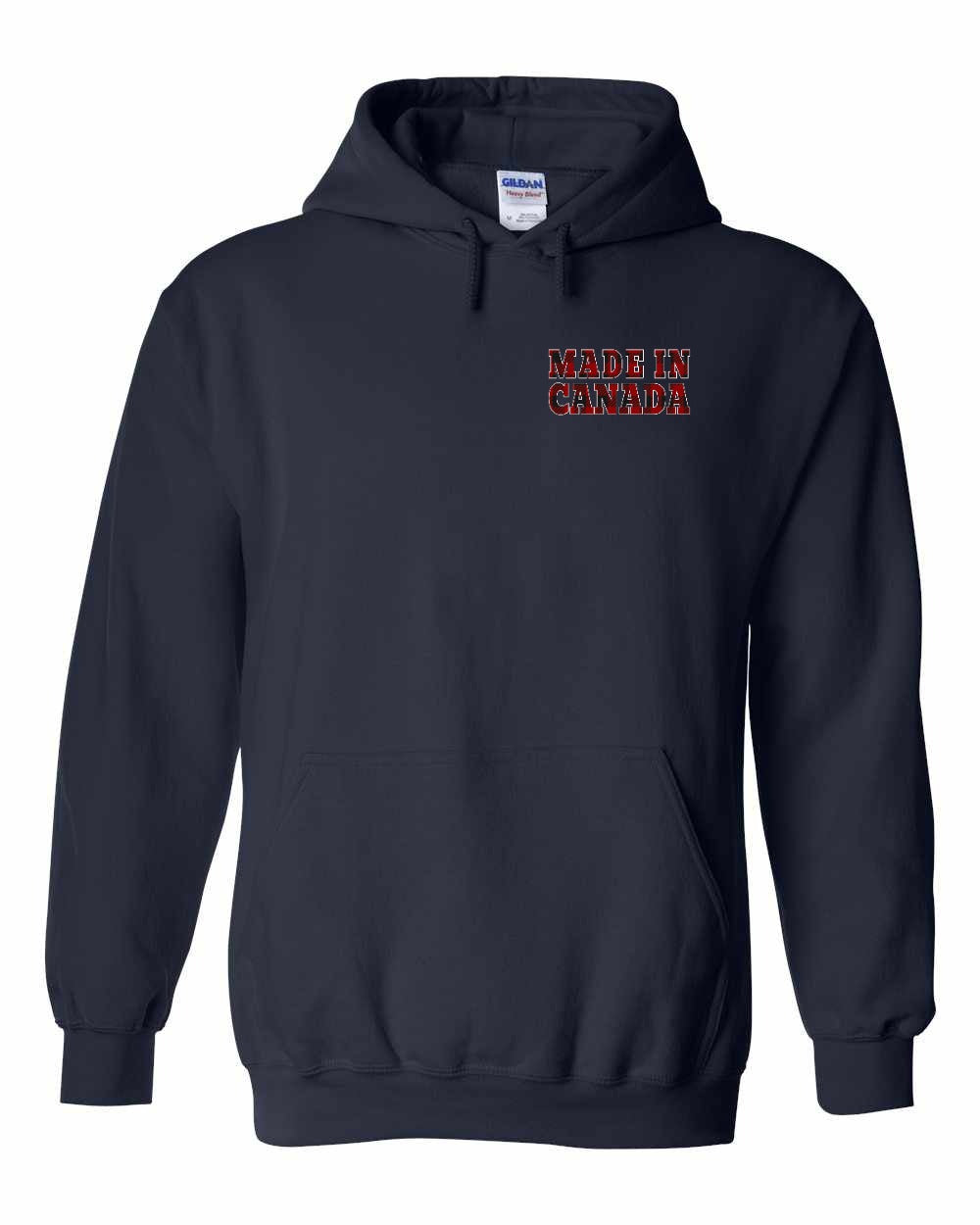 Made in Canada Plaid Background Left Chest Pullover