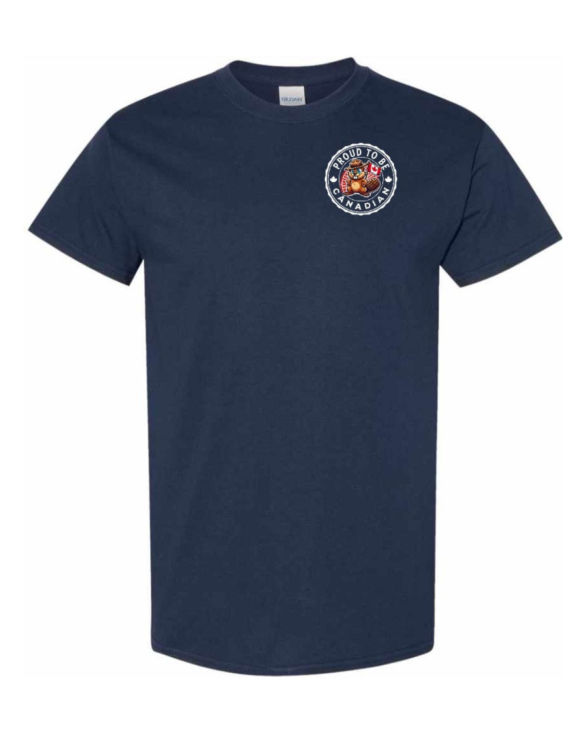 Proud to Be Canadian Beaver Left Chest & Back Men's Tee