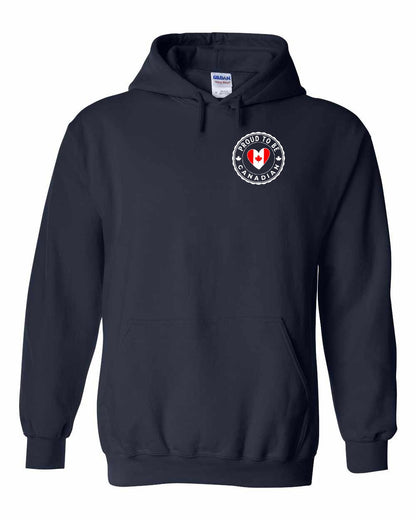 Proud to be Canadian Heart Flag Left Chest and Back Pullover - Gildan Canada (sewn Internationally)