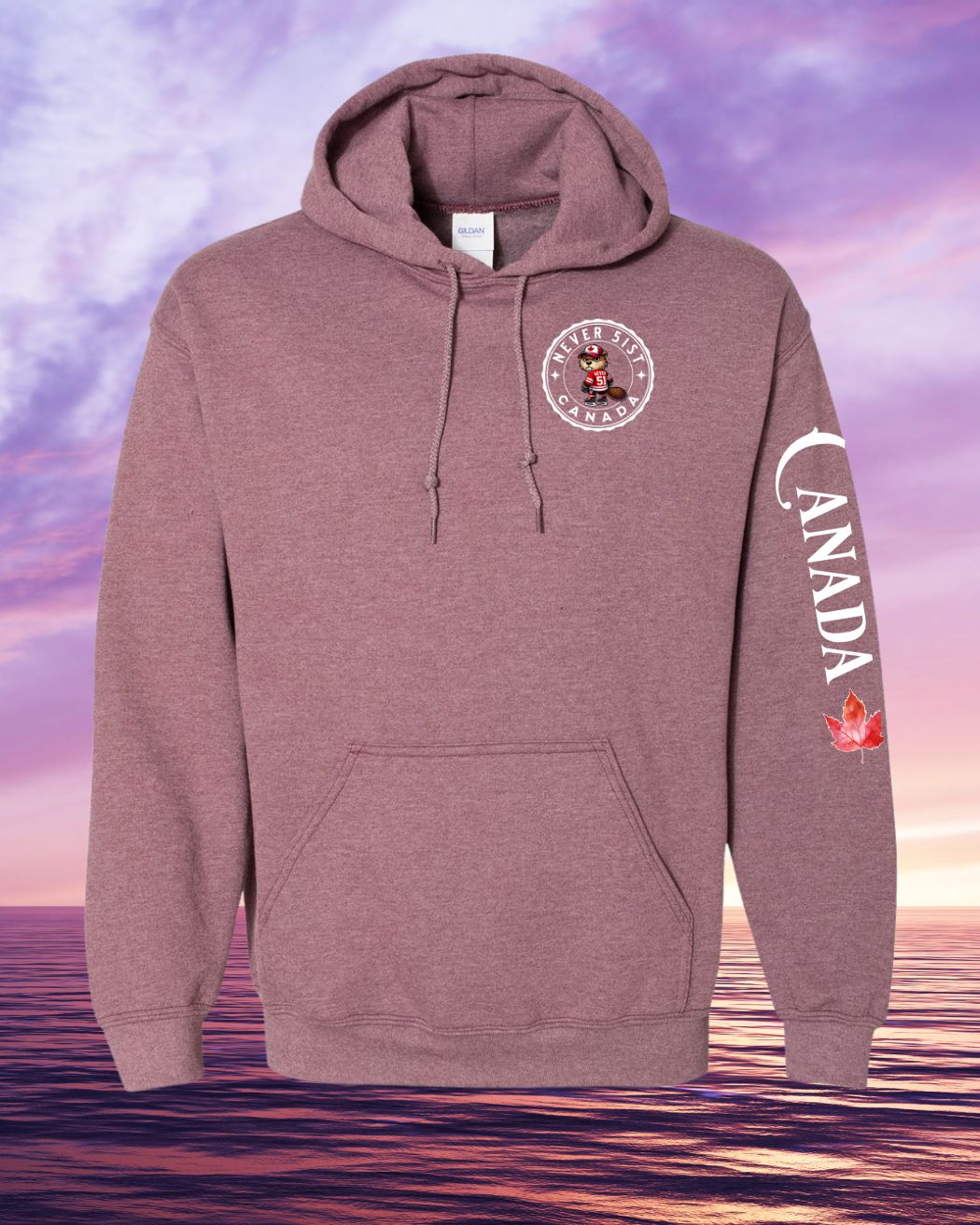 Never 51st  Beaver Left Chest and Sleeve Pullover Hoodie - Unisex