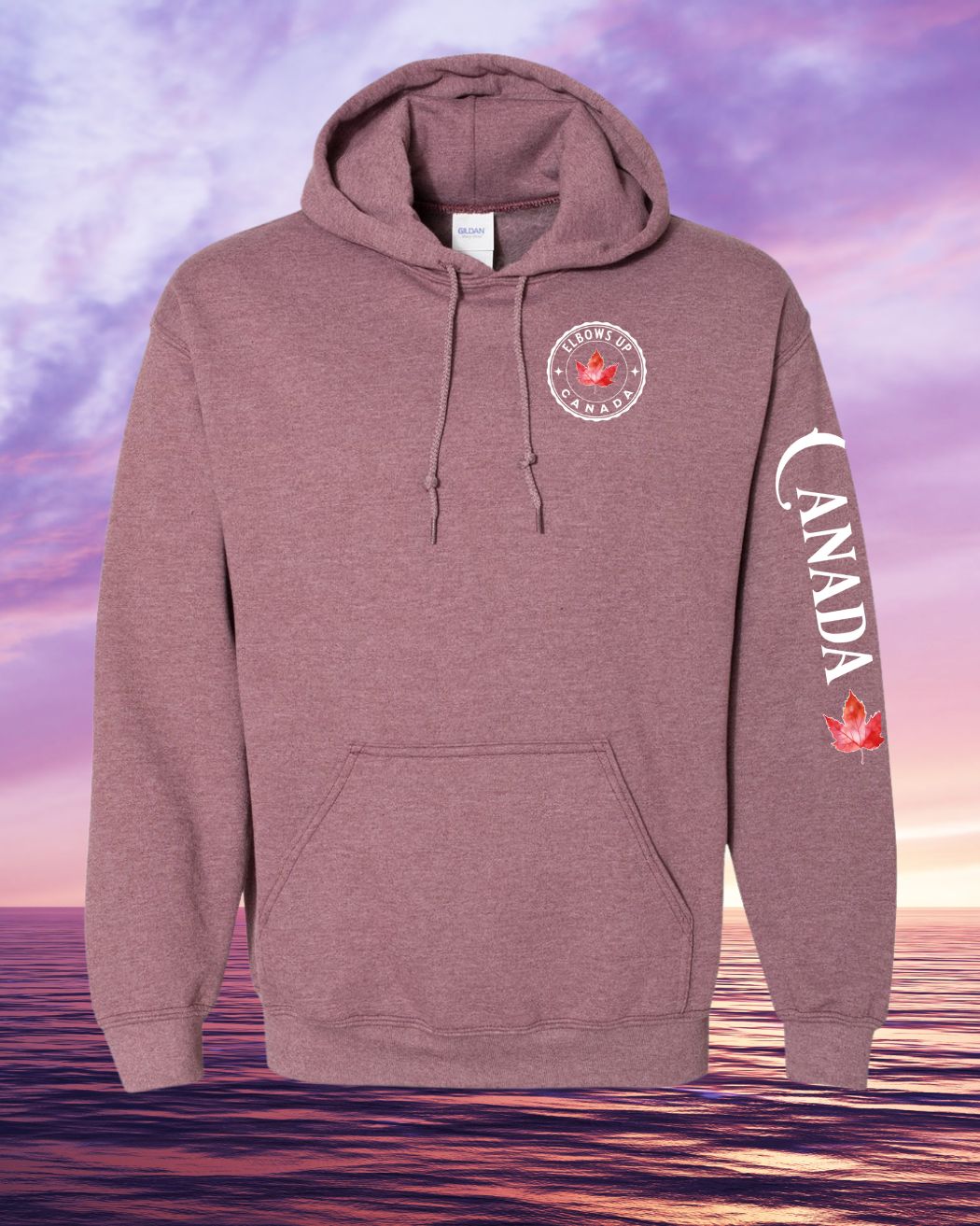 Elbows up Leaf Left Chest and Sleeve Pullover Hoodie - Unisex