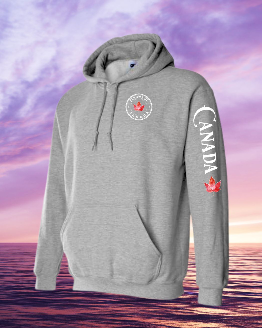 Elbows up Leaf Left Chest and Sleeve Pullover Hoodie - Unisex