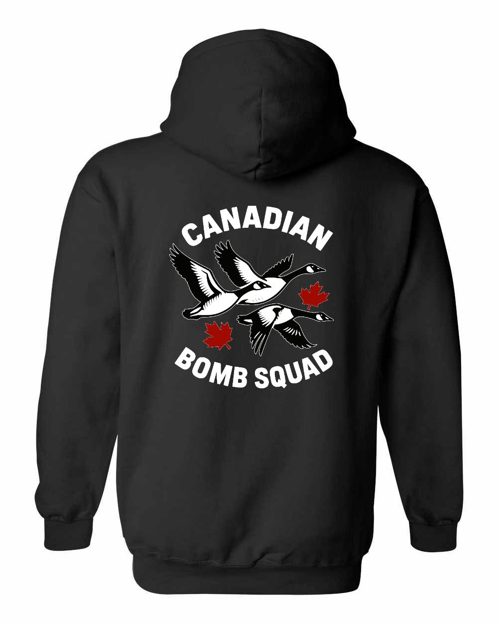 Canadian Bomb Squad Cropped Left Chest and Back Pullover Hoodie in Black - back