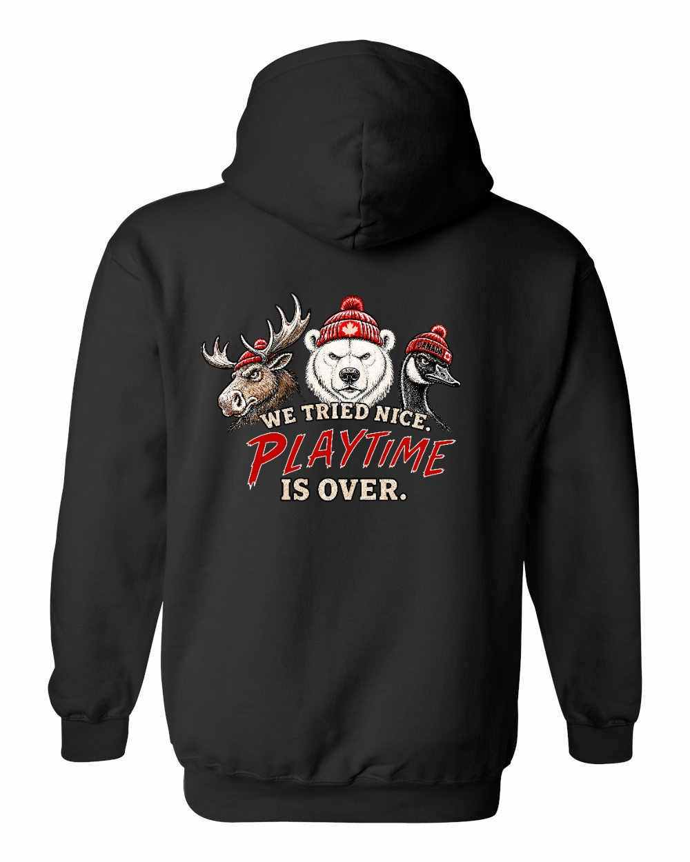We Tried Nice New Left Chest and Back Pullover Hoodie in Black - back