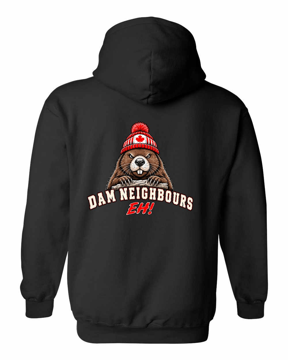Dam Neighbours Left Chest and Back Pullover Hoodie in Black - back