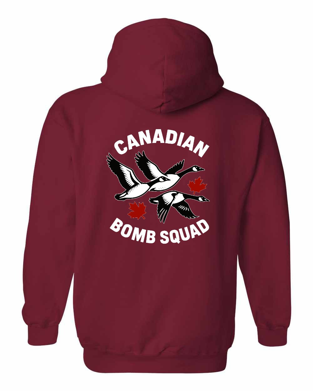 Canadian Bomb Squad Cropped Left Chest and Back Pullover Hoodie in Cardinal Red - back