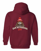 Dam Neighbours Left Chest and Back Pullover Hoodie in Cardinal Red - back