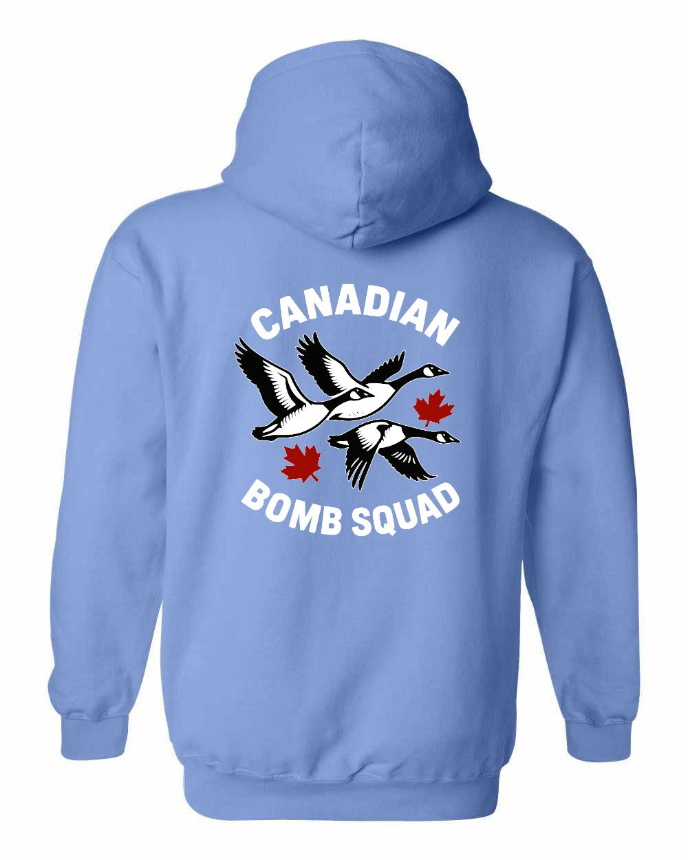 Canadian Bomb Squad Cropped Left Chest and Back Pullover Hoodie in Carolina Blue - back