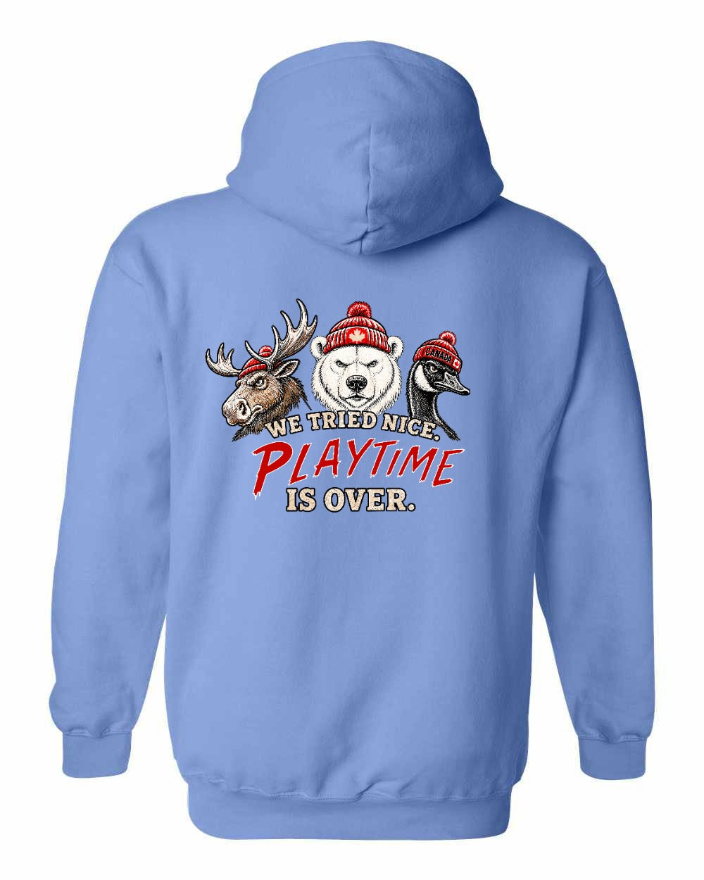We Tried Nice New Left Chest and Back Pullover Hoodie in Carolina Blue - back