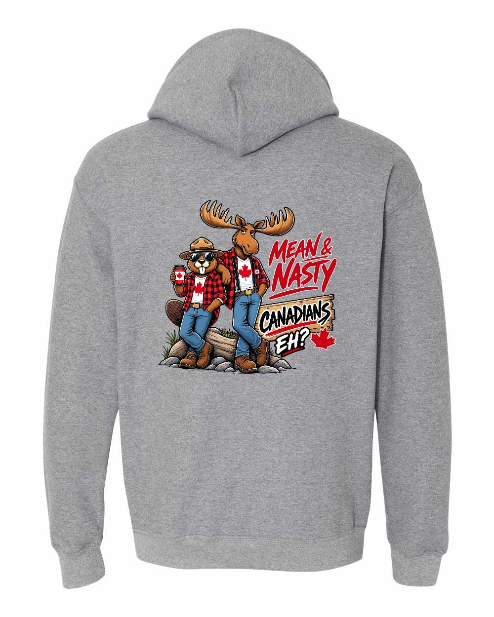 Mean and Nasty New Left Chest and Back Pullover Hoodie in Graphite Heather - back
