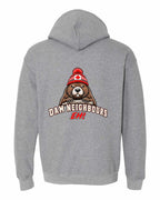 Dam Neighbours Left Chest and Back Pullover Hoodie in Graphite Heather - back