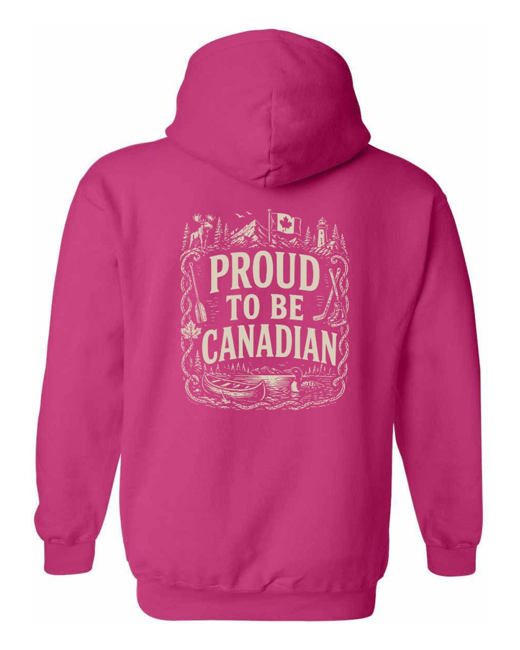 Proud To Be Canadian Folk Left Chest and Back  Pullover Hoodie - Unisex