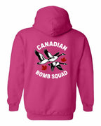 Canadian Bomb Squad Cropped Left Chest and Back Pullover Hoodie in Pink - back