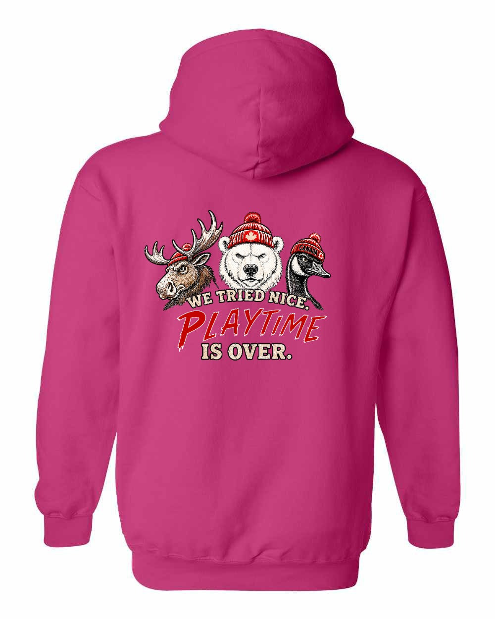 We Tried Nice New Left Chest and Back Pullover Hoodie in Pink - back