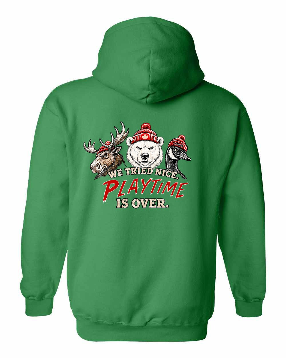 We Tried Nice New Left Chest and Back Pullover Hoodie in Irish Green - back