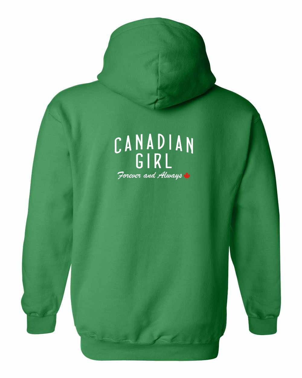 Canadian Girl Forever and Always Left Chest and Back Pullover Hoodie