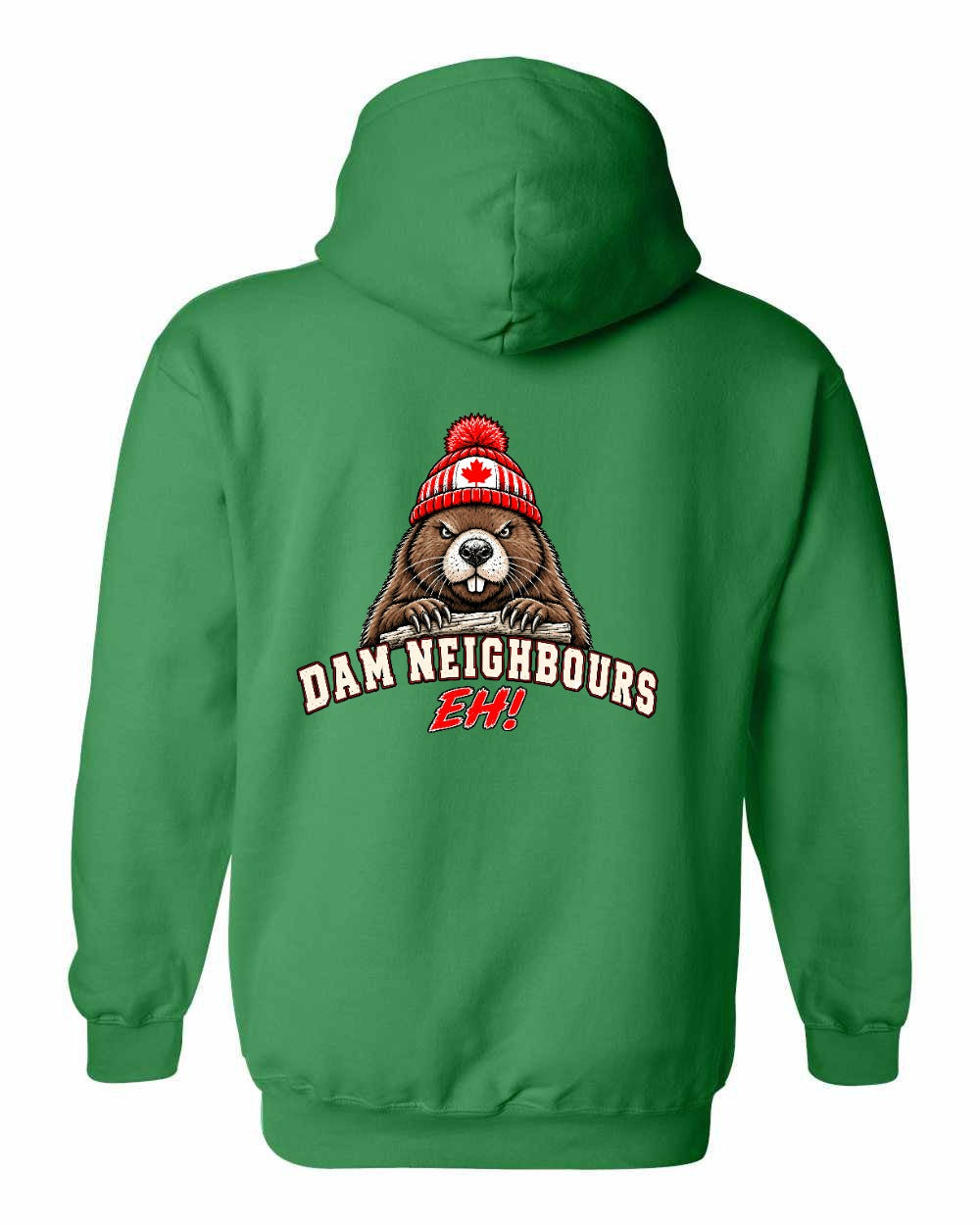 Dam Neighbours Left Chest and Back Pullover Hoodie in Irish Green - back