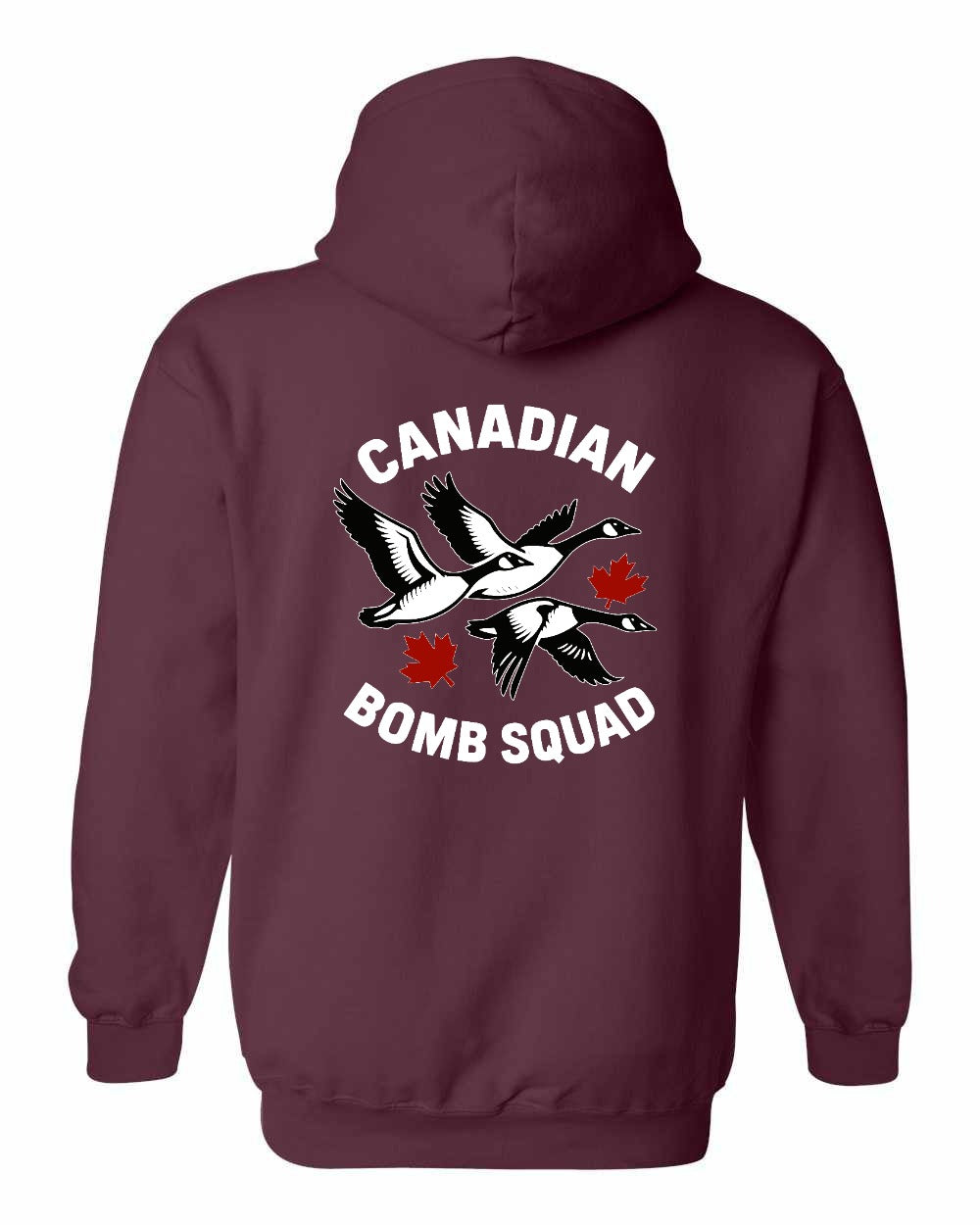 Canadian Bomb Squad Cropped Left Chest and Back Pullover Hoodie in Maroon - back
