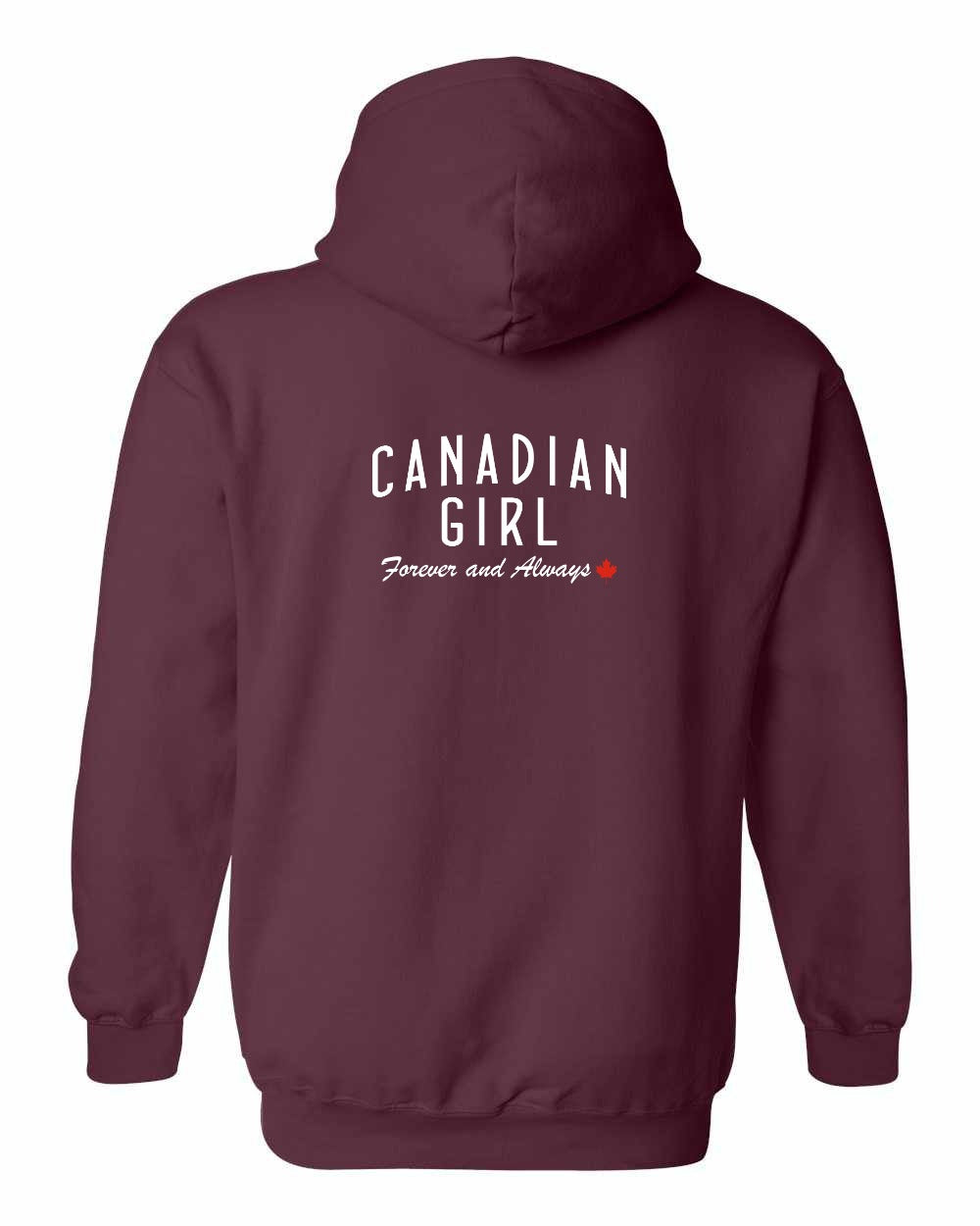 Canadian Girl Forever and Always Left Chest and Back Pullover Hoodie