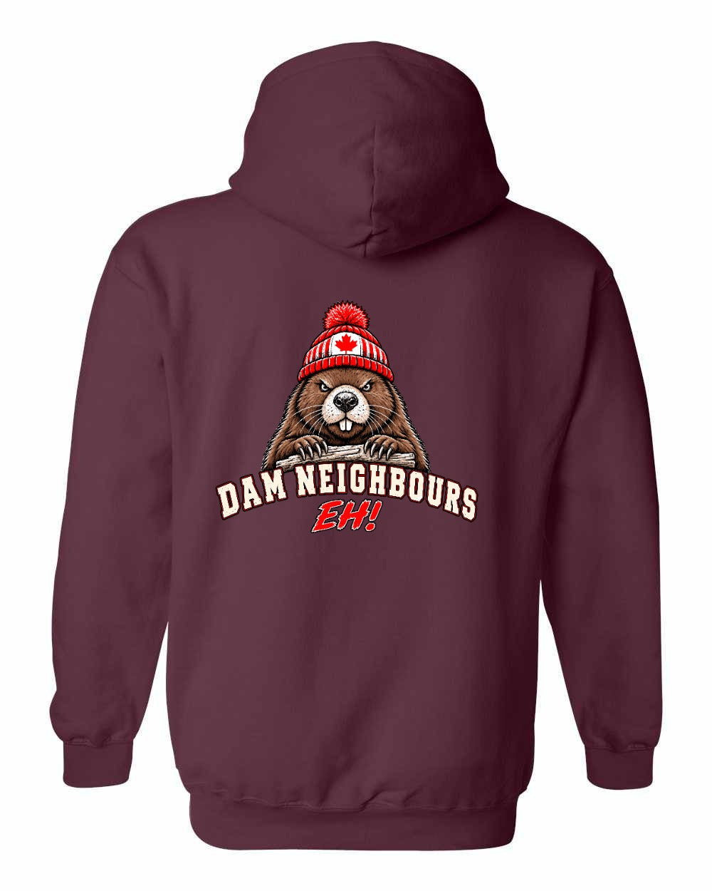 Dam Neighbours Left Chest and Back Pullover Hoodie in Maroon - back