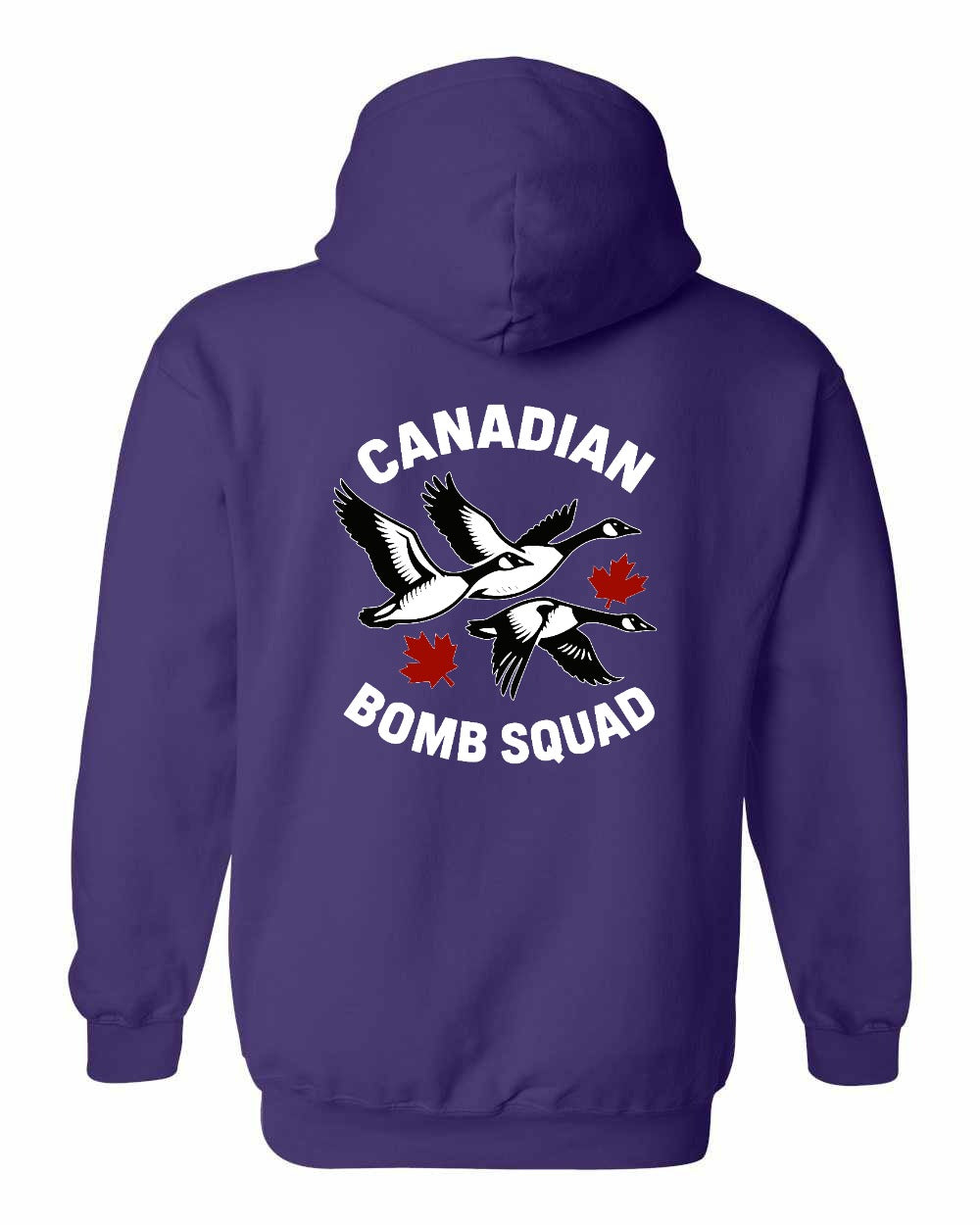 Canadian Bomb Squad Cropped Left Chest and Back Pullover Hoodie in Purple - back